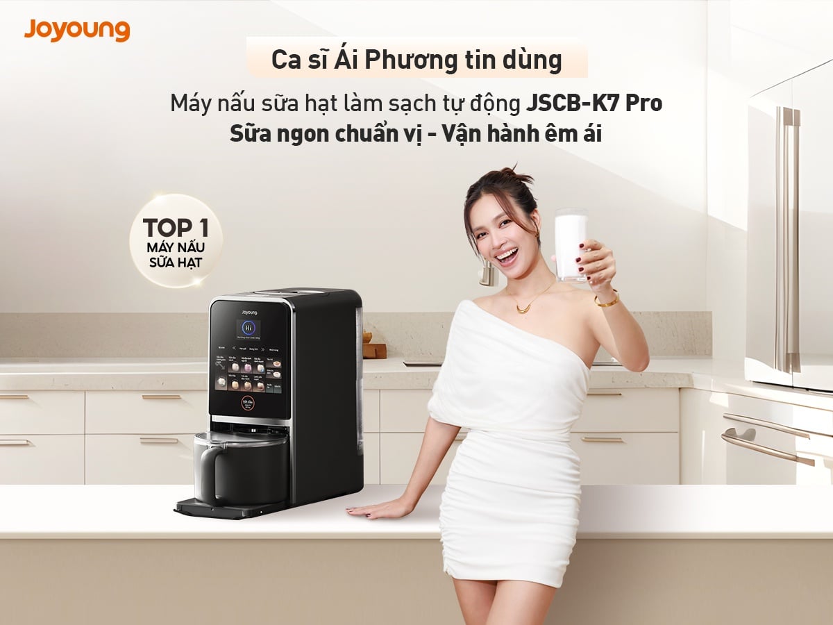 Ca sĩ Ái Phương tin dùng máy nấu sữa hạt làm sạch tự động JSCB-K7 Pro