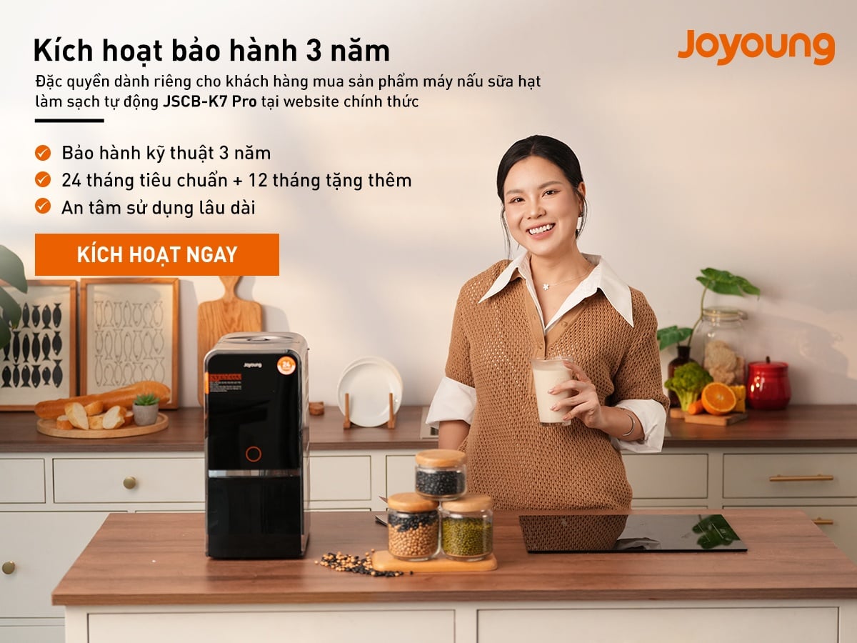 Đặc Quyền Website: Tặng Thêm 1 Năm Bảo Hành Khi Mua Máy Nấu Sữa Hạt Joyoung JSCB-K7 Pro