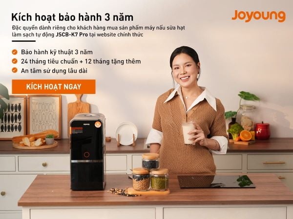 Đặc Quyền Website: Tặng Thêm 1 Năm Bảo Hành Khi Mua Máy Nấu Sữa Hạt Joyoung JSCB-K7 Pro