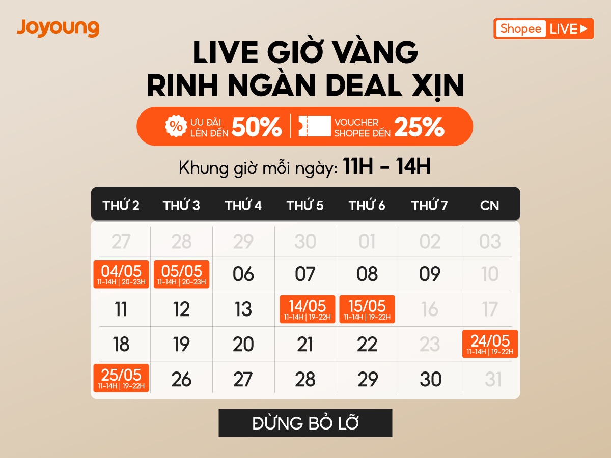 Lịch Livestream Joyoung Việt Nam Tháng 5