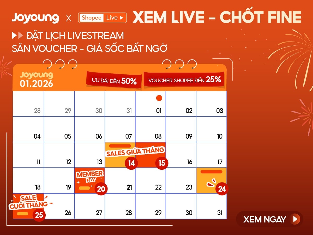 Lịch livestream Joyoung Tháng 1/2026