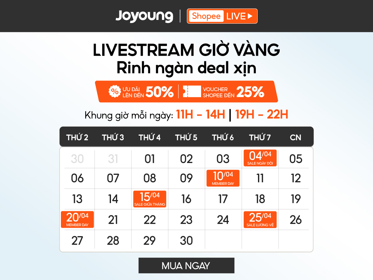 Lịch Livestream Joyoung Việt Nam Tháng 4/2026