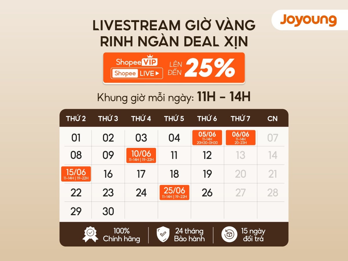 Lịch Livestream Joyoung Việt Nam Tháng 6