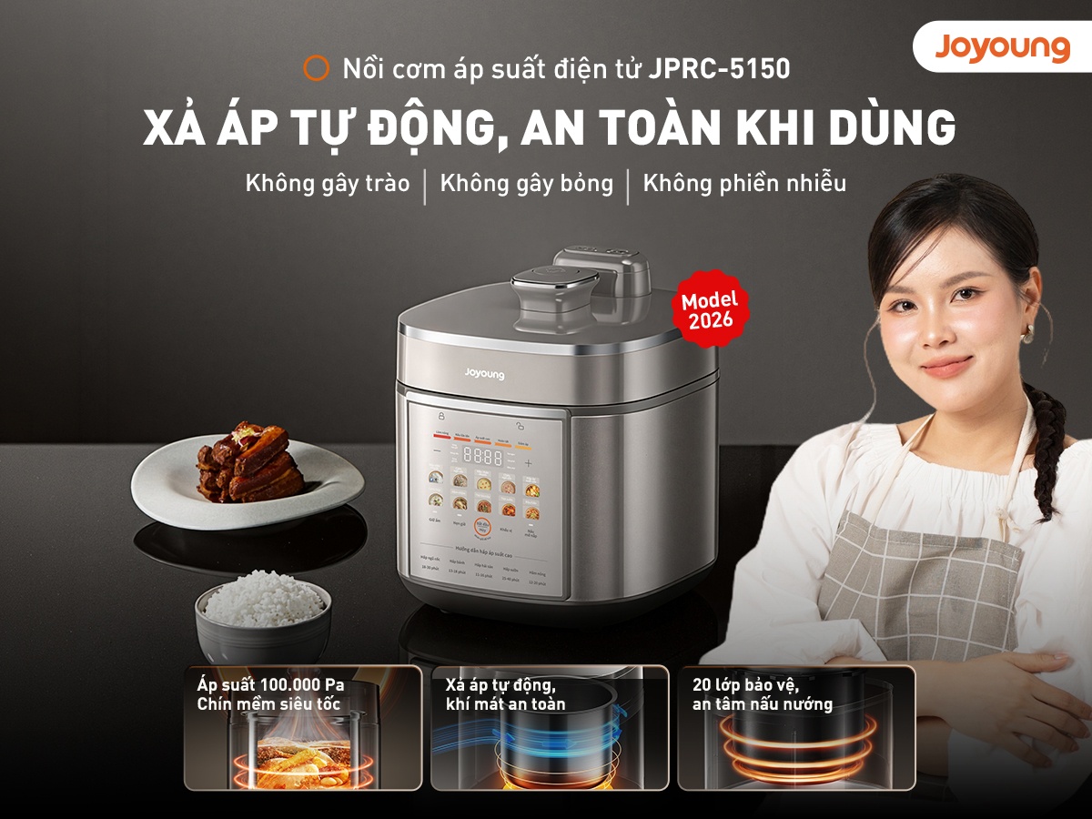 Thu Nhi Eatclean tin dùng nồi cơm điện tử áp suất Joyoung JPRC-5150