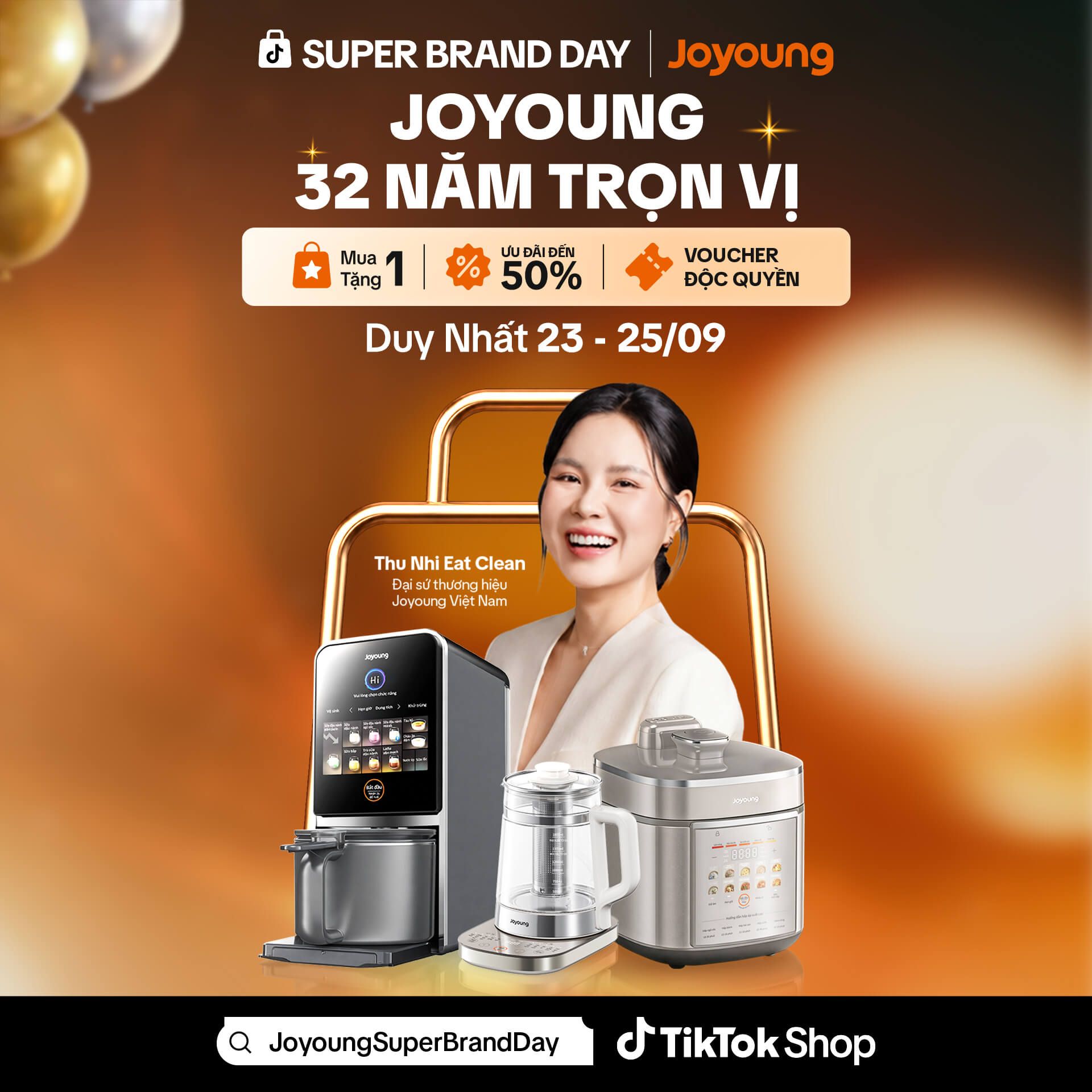 Thu Nhi eatclean livestream độc quyền Joyoung vào 25.09 với loạt deal HOT