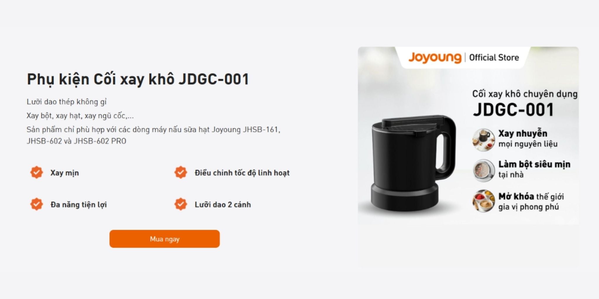 Mua ngay cối xay đồ khô chuyên dụng JDGC-001