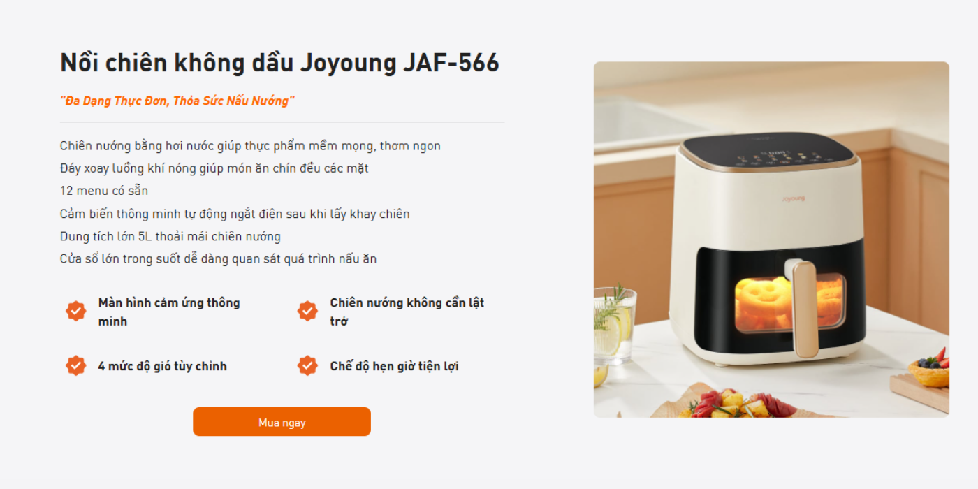 Mua ngay nồi chiên không dầu Joyoung JAF-566