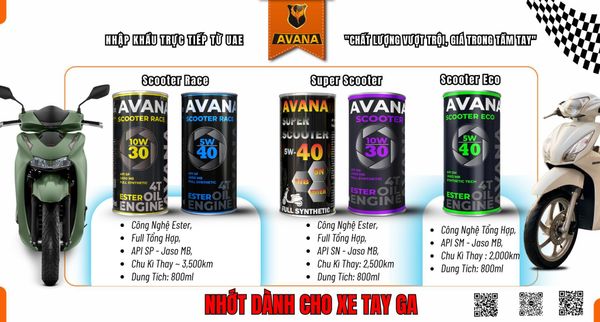 NHỚT AVANA DÀNH CHO XE TAY GA