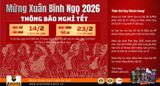 THÔNG BÁO NGHỈ TẾT NGUYÊN ĐÁN XUÂN BÍNH NGỌ 2026