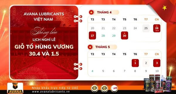 THÔNG BÁO LỊCH NGHỈ LỄ GIỖ TỔ HÙNG VƯƠNG, 30/4 & 1/5/2026