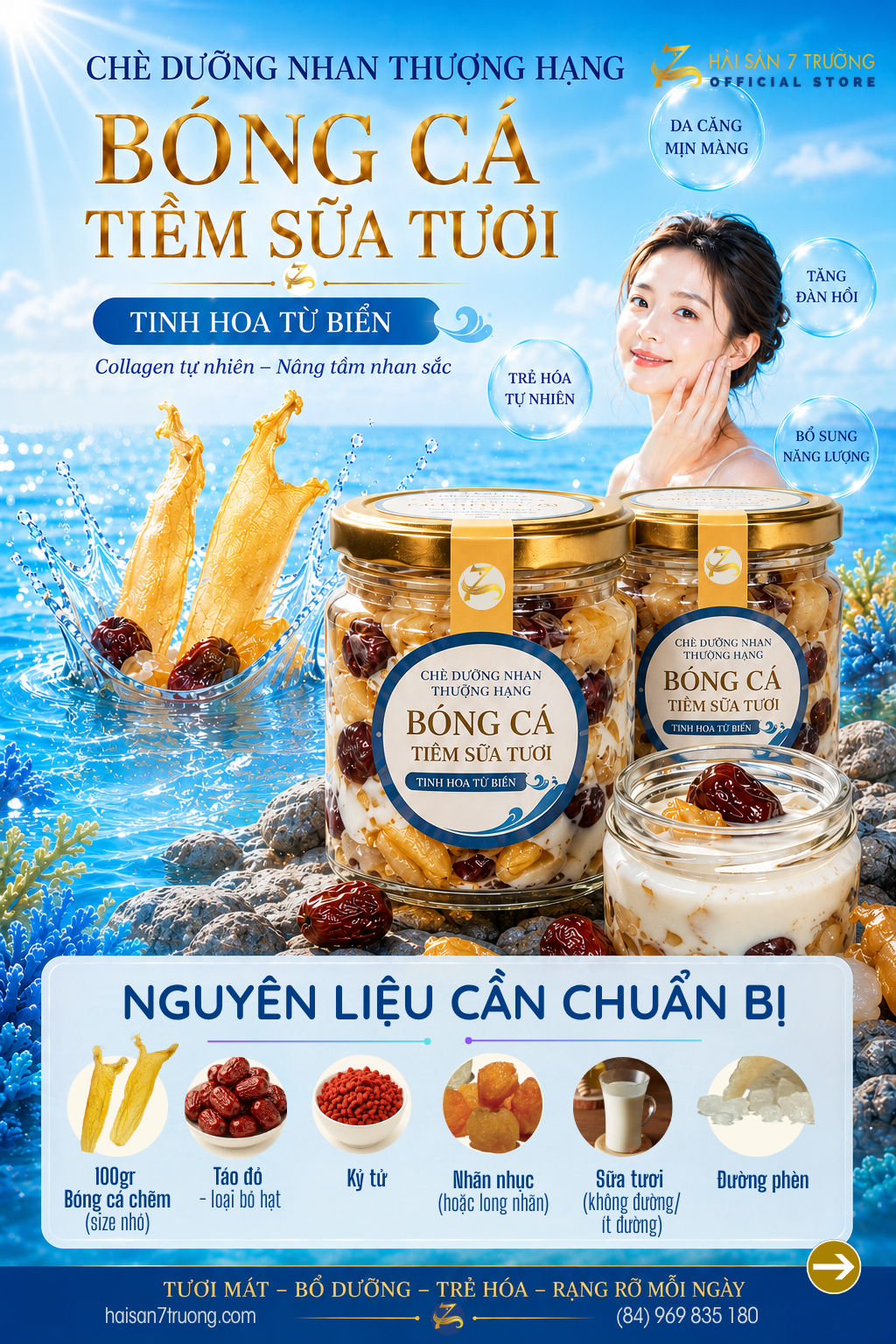 BÓNG CÁ TIỀM SỮA TƯƠI GIÀU COLLAGEN - CHÈ DƯỠNG NHAN THƯỢNG HẠNG