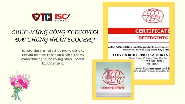 CHÚC MỪNG CÔNG TY ECOVITA CHÍNH THỨC ĐẠT CHỨNG NHẬN QUỐC TẾ ECOCERT ECODETERGENT!