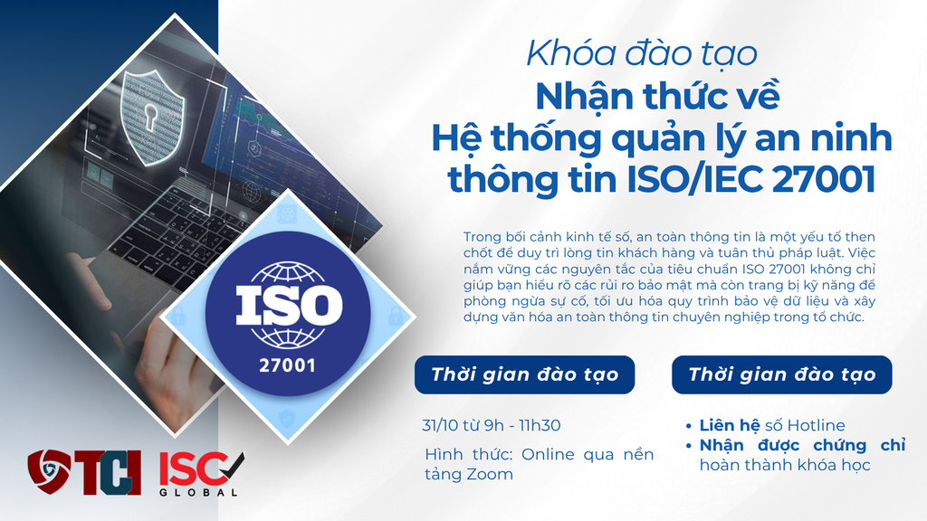 Khóa đào tạo nhận thức về Hệ thống quản lý an ninh thông tin ISO 27001