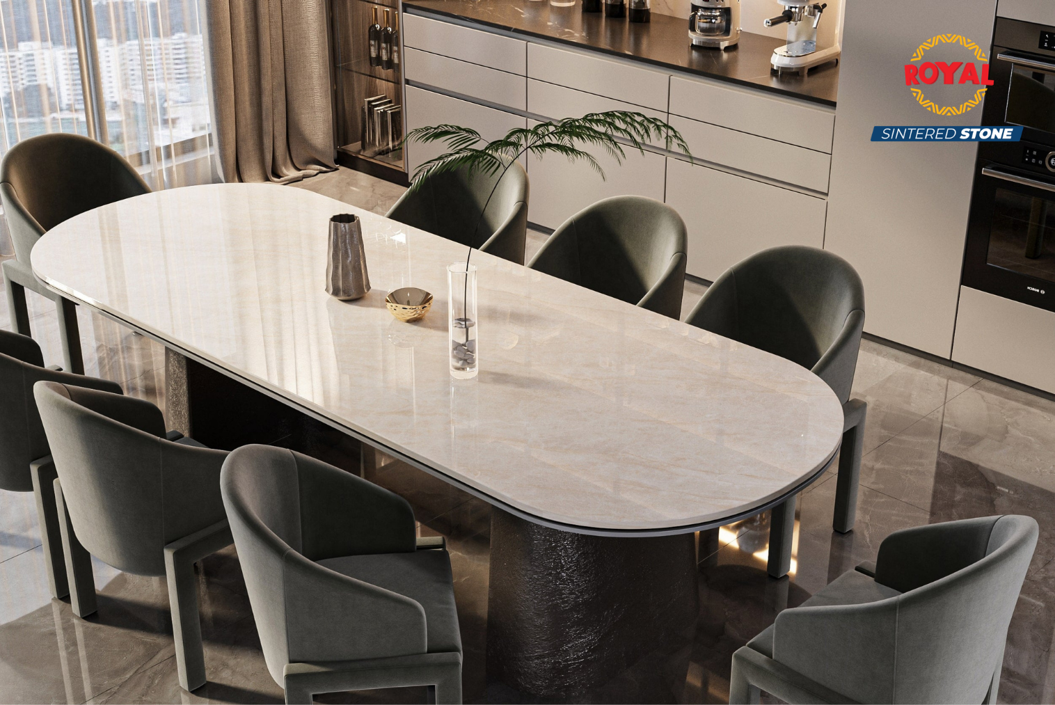 Royal Việt Nam tiên phong sản xuất tấm đá nung kết khổ lớn 1800×3600 mm – made in Vietnam, chuẩn công nghệ Ý.