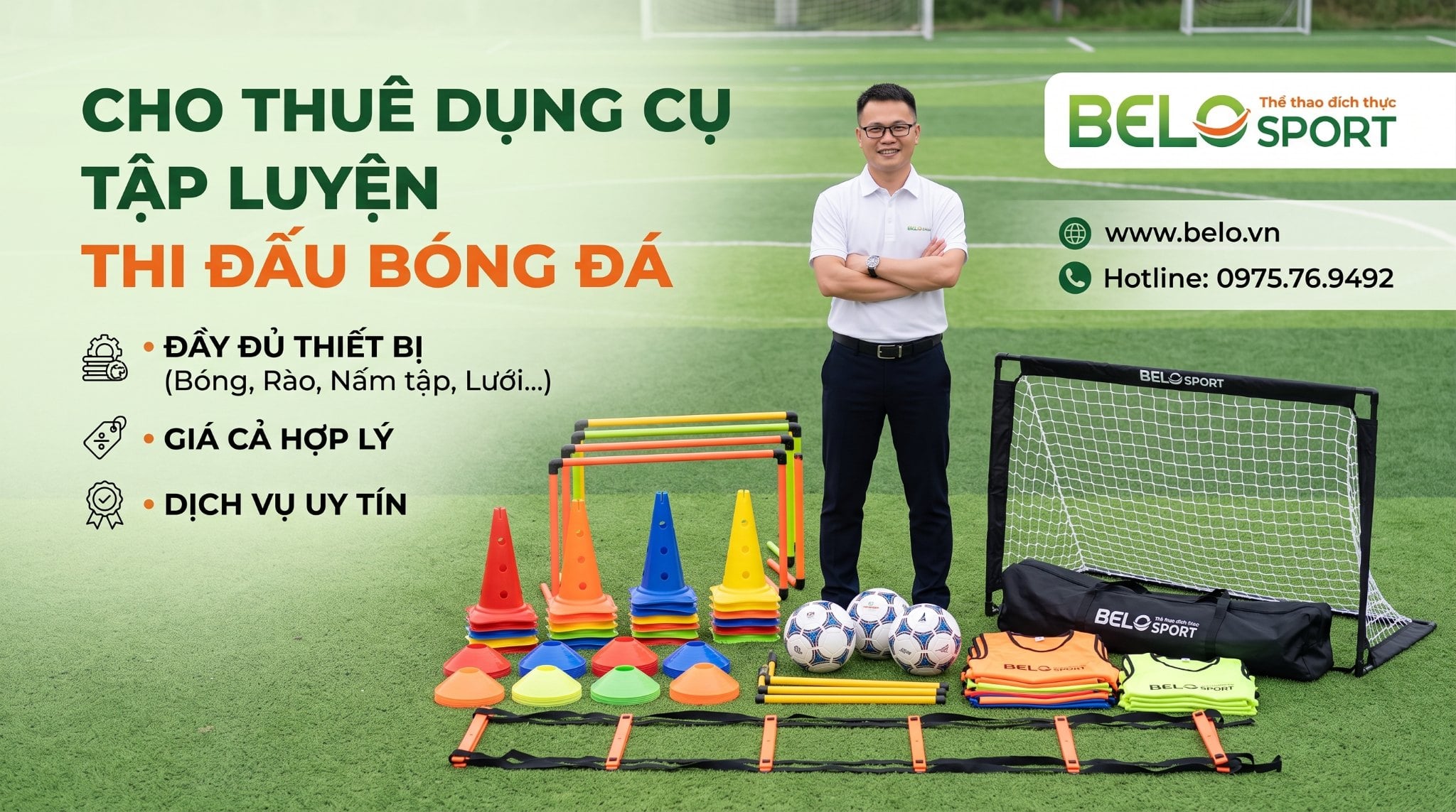 CHO THUÊ DỤNG CỤ TẬP LUYỆN THI ĐẤU BÓNG ĐÁ – ĐẦY ĐỦ THIẾT BỊ, GIÁ RẺ, UY TÍN