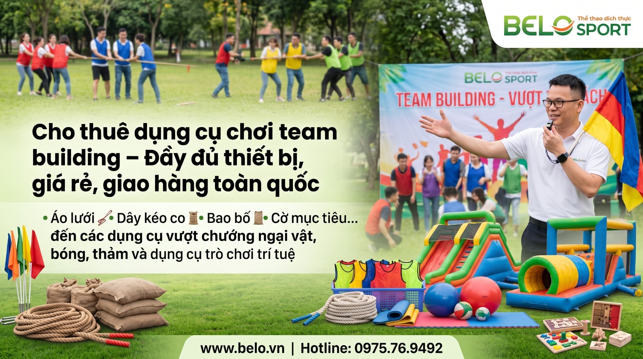Cho thuê dụng cụ chơi team building – Đầy đủ thiết bị, giá rẻ, giao hàng toàn quốc