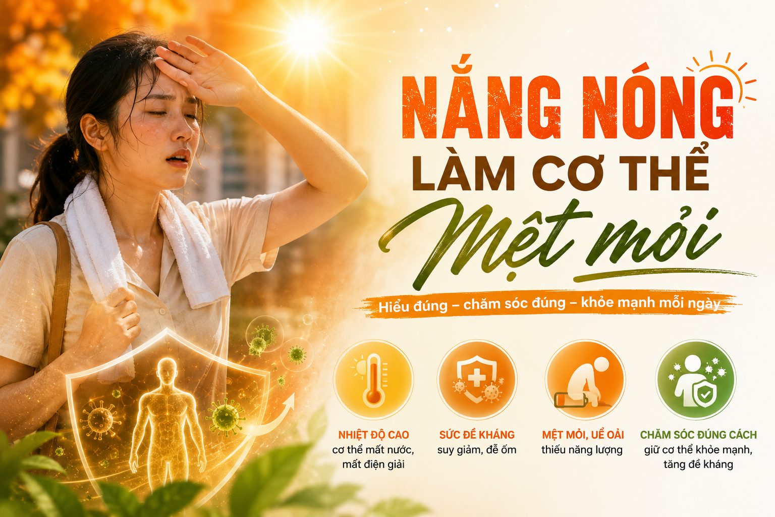 NẮNG NÓNG LÀM CƠ THỂ MỆT MỎI – BÍ QUYẾT CHĂM SÓC SỨC KHỎE MÙA HÈ