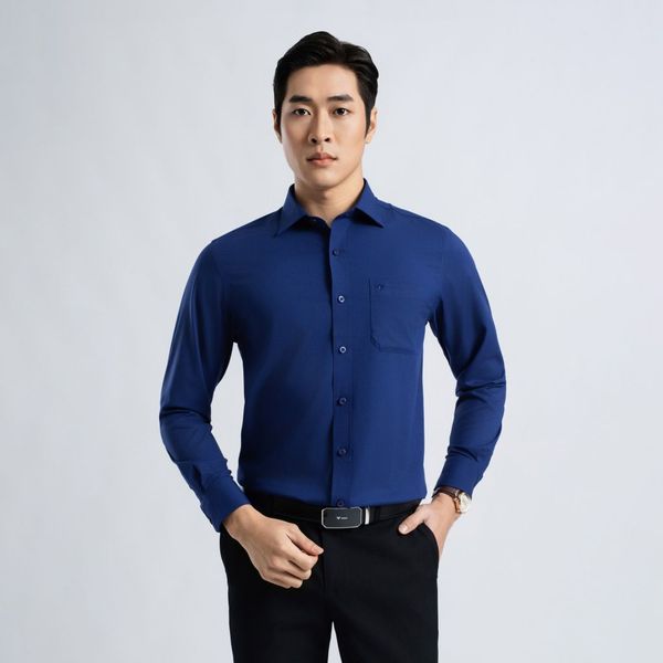 Áo sơ mi trơn xanh navy sang trọng