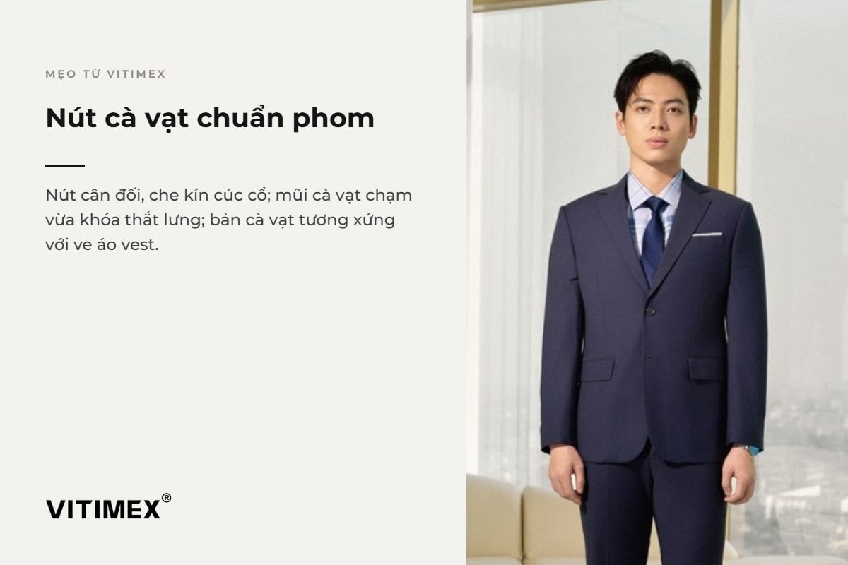 Cách thắt cà vạt chuẩn phom với áo vest
