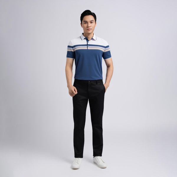 Áo polo regular với điểm nhấn kẻ sọc nhẹ nhàng, trẻ trung