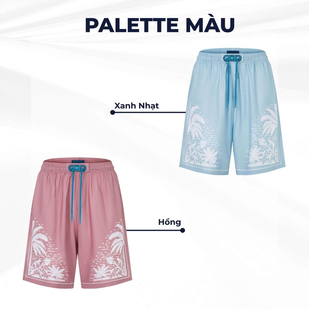 mô tả bảng màu quần short nam Pink Paradise
