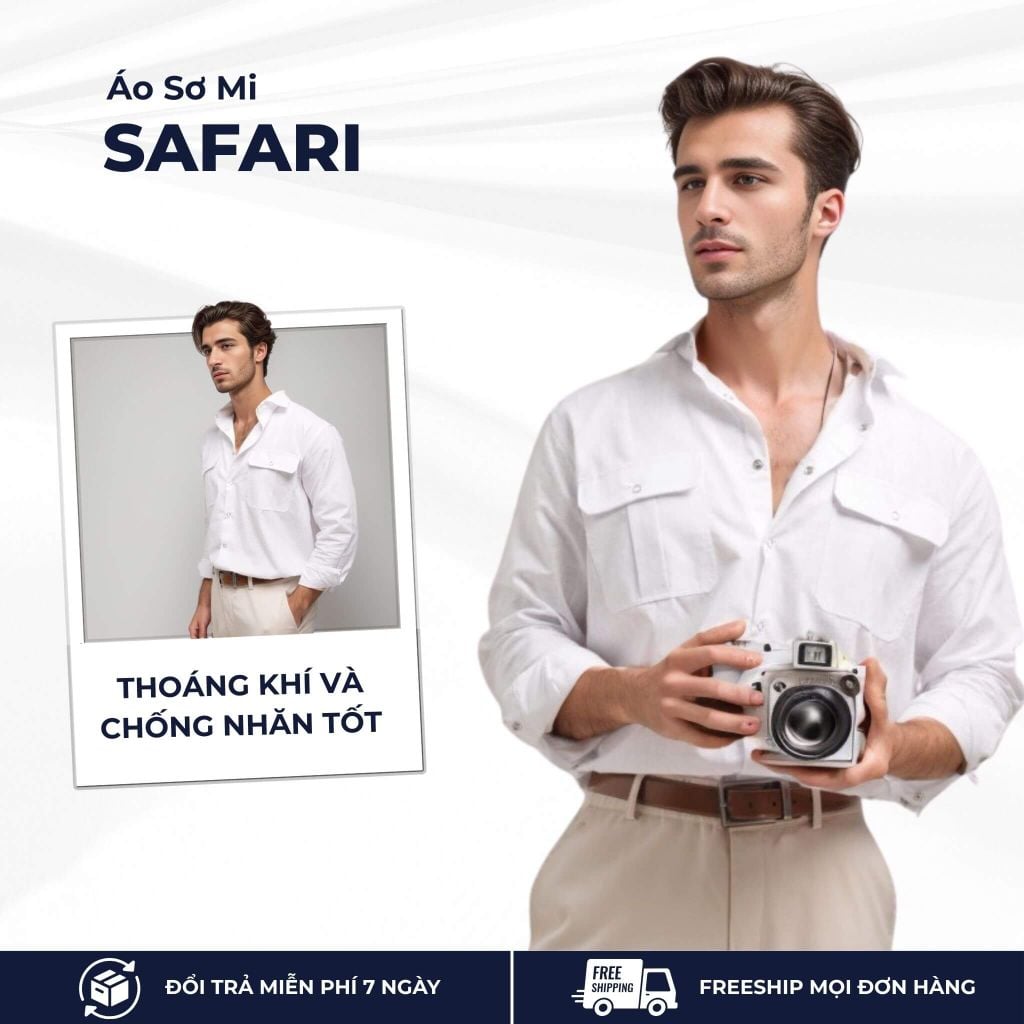 mô tả áo sơ mi safari