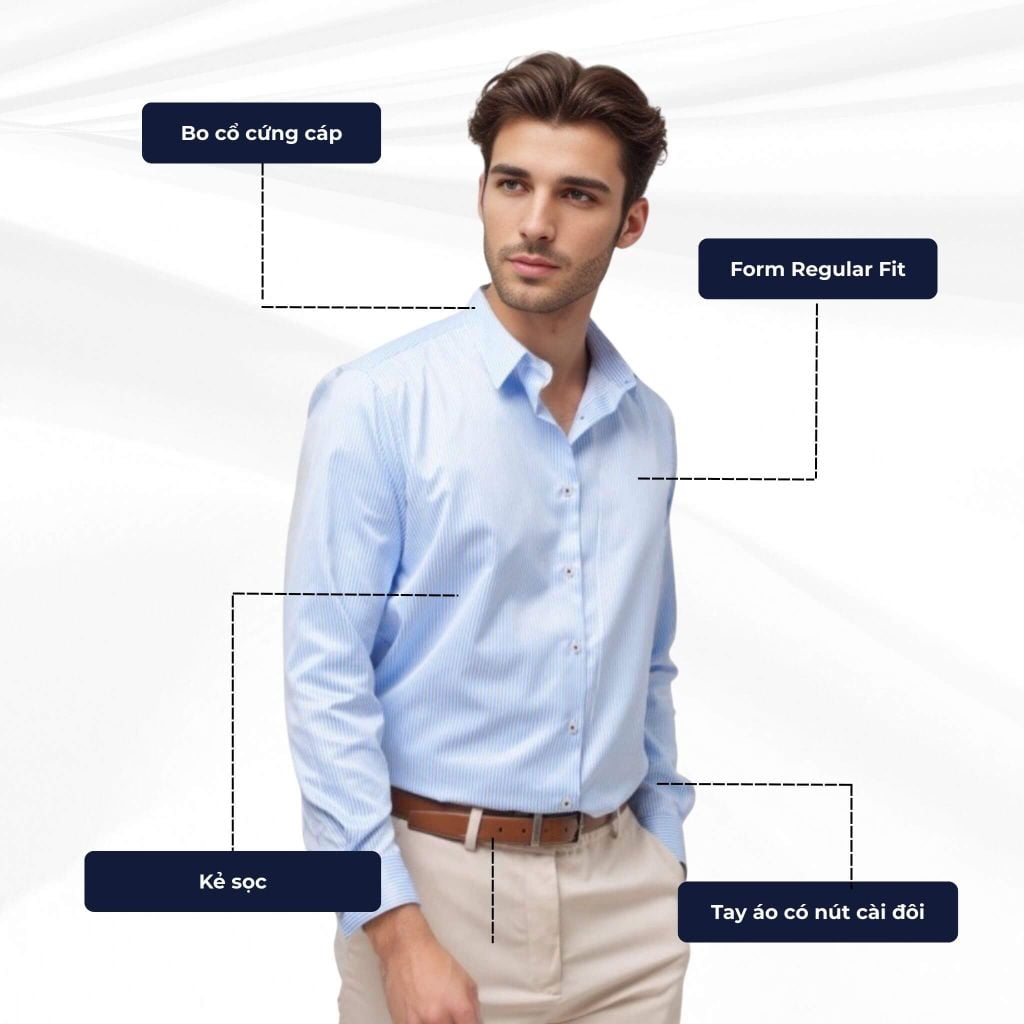 Mô tả chi tiết áo sơ mi kẻ sọc Striped Riviera