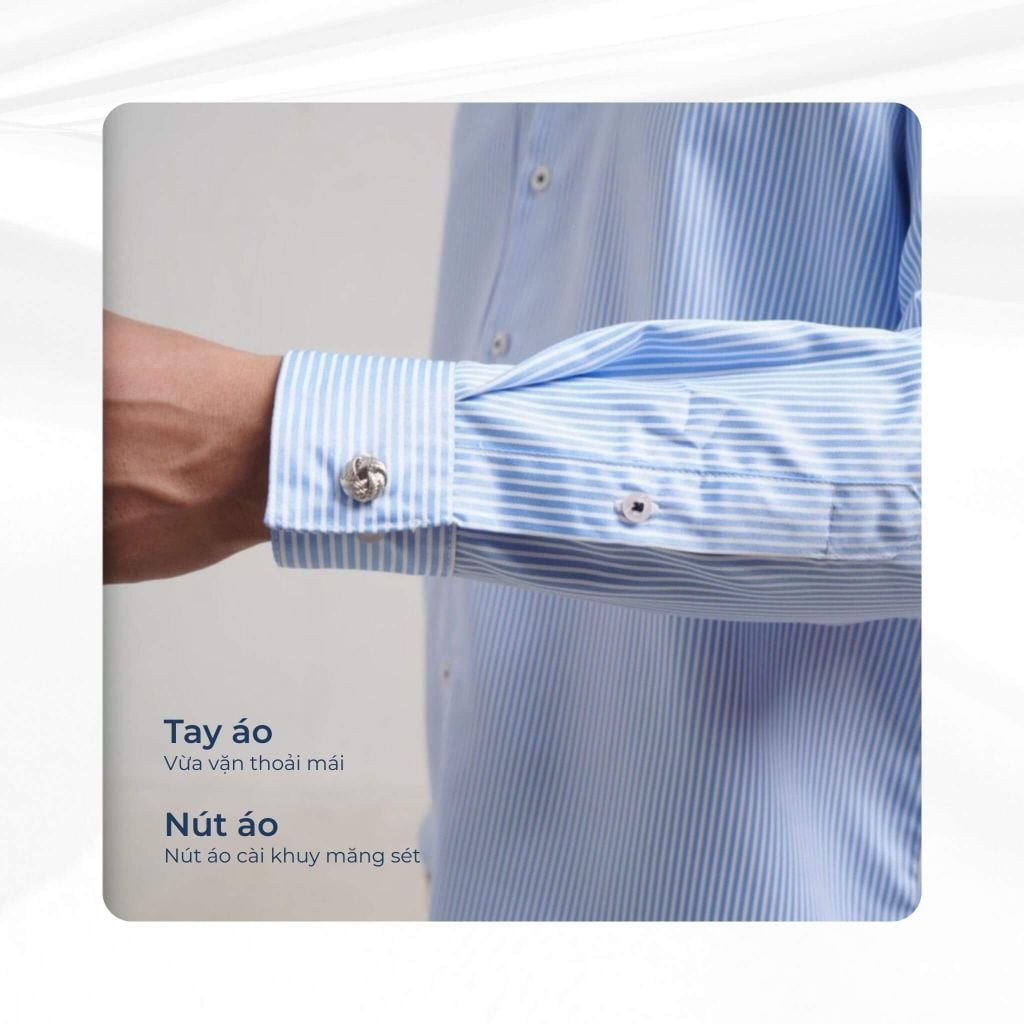 Mô tả tay áo sơ mi kẻ sọc Striped Riviera