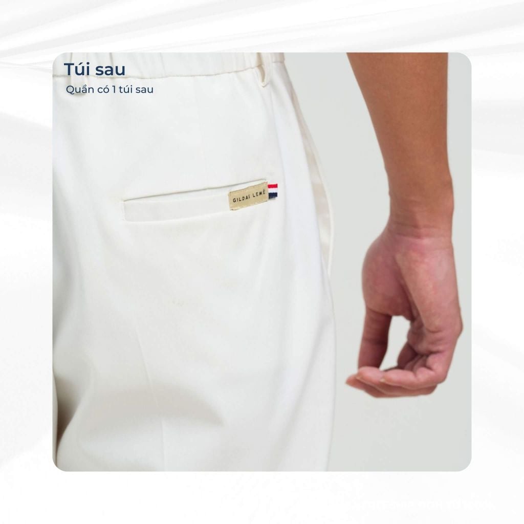 mô tả túi sau quần dài liseron blanc