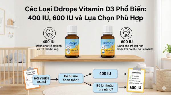 Các Loại Ddrops Vitamin D3 Phổ Biến 400 IU, 600 IU và Lựa Chọn Phù Hợp