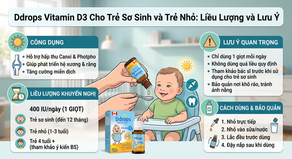 Ddrops Vitamin D3 Cho Trẻ Sơ Sinh và Trẻ Nhỏ - Liều Lượng và Lưu Ý