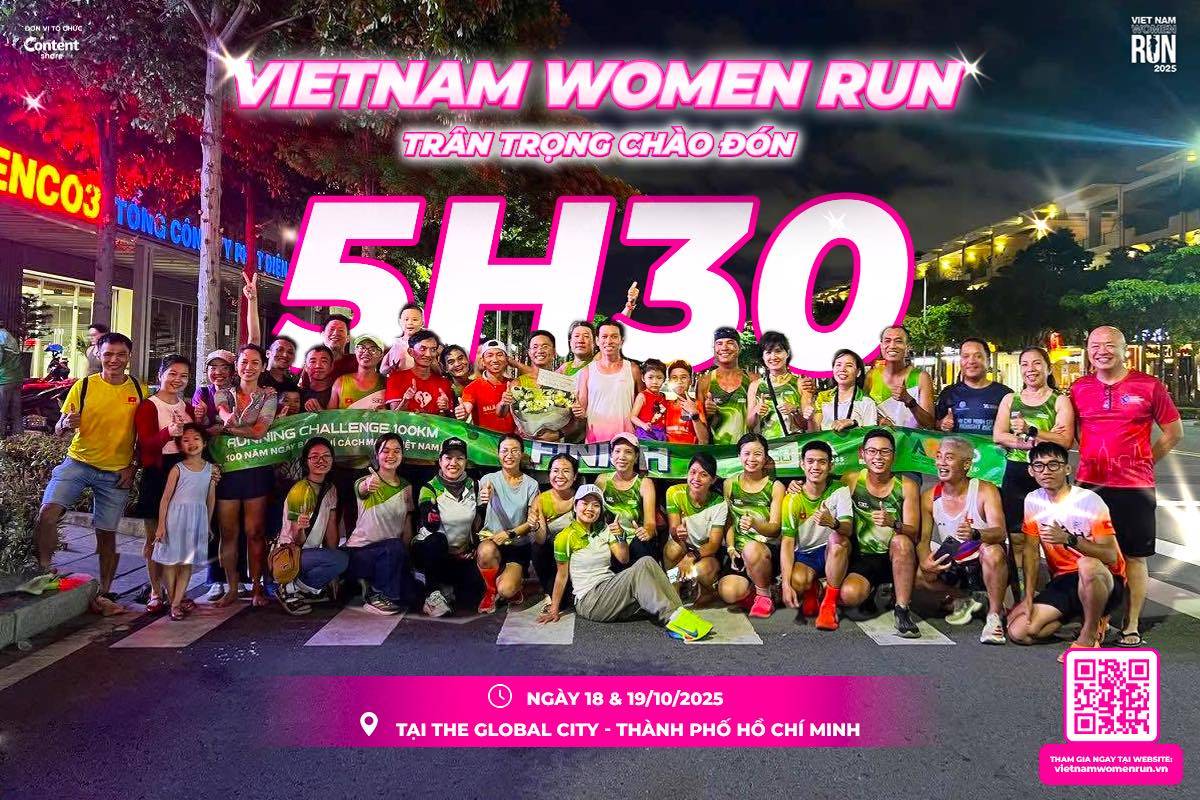 CHÀO MỪNG CỘNG ĐỒNG CHẠY BỘ 5H30 ĐỒNG HÀNH CÙNG VIETNAM WOMEN RUN