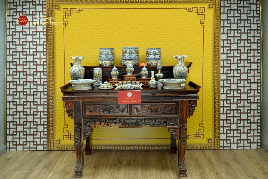 Bộ Đồ Thờ Gia Tiên (Cơ Bản 15 Món) Men Rạn