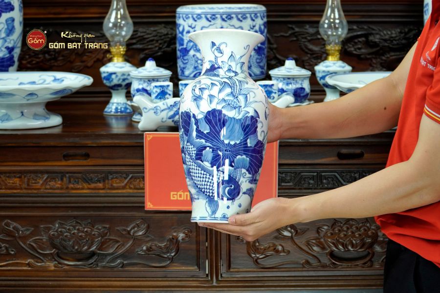 Bộ Đồ Thờ Bác Hồ (Cơ Bản 10 Món) Men Lam