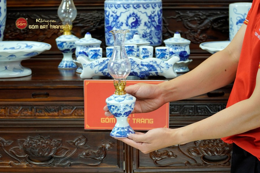 Bộ Đồ Thờ Bác Hồ (Cơ Bản 10 Món) Men Lam