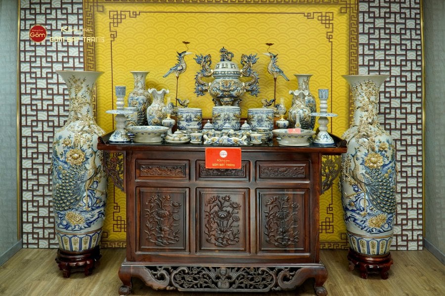 Bộ Đồ Thờ Gia Tiên (Hào Gia 30 Món) Men Rạn