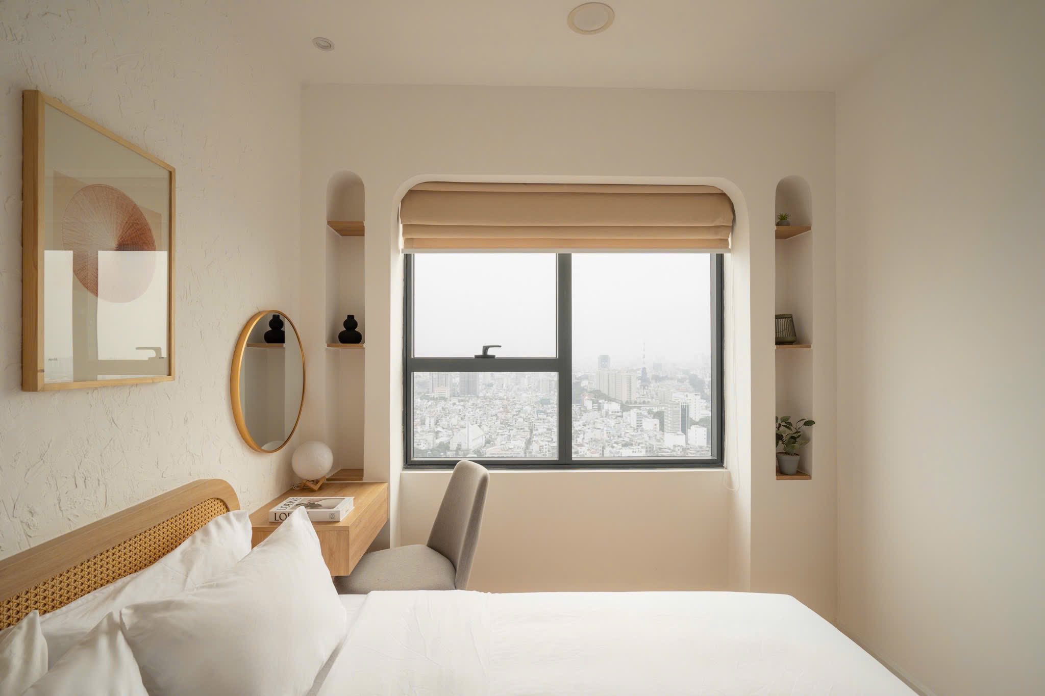 Phòng ngủ căn hộ SOHO 100 Cô Giang Quận 1 đầy đủ nội thất