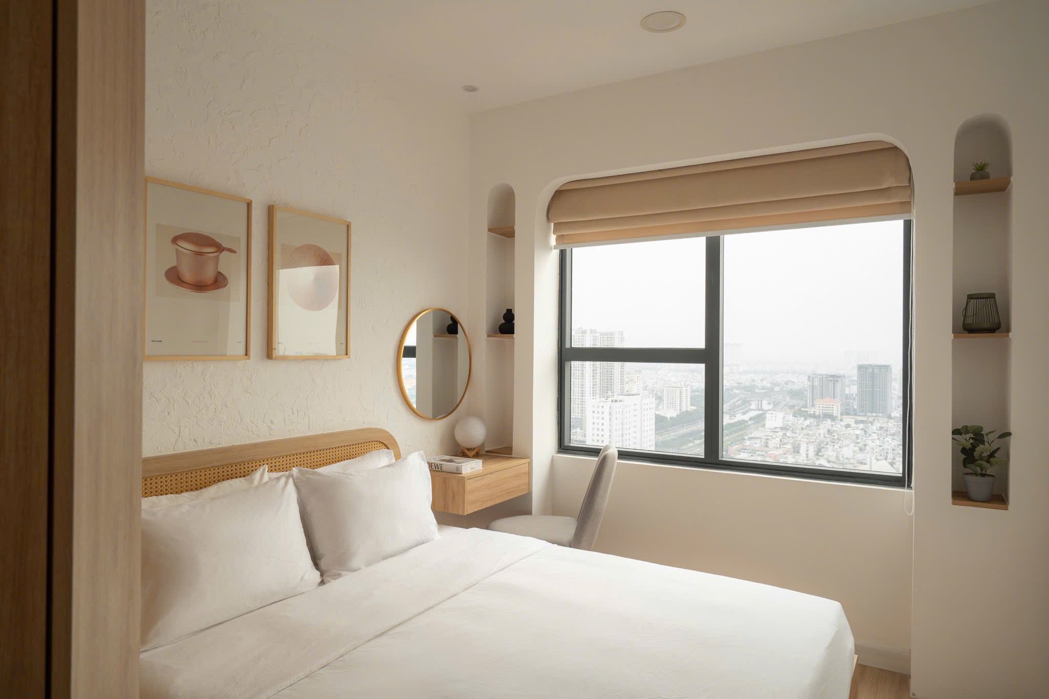 Phòng ngủ căn hộ SOHO 100 Cô Giang Quận 1 đầy đủ nội thất