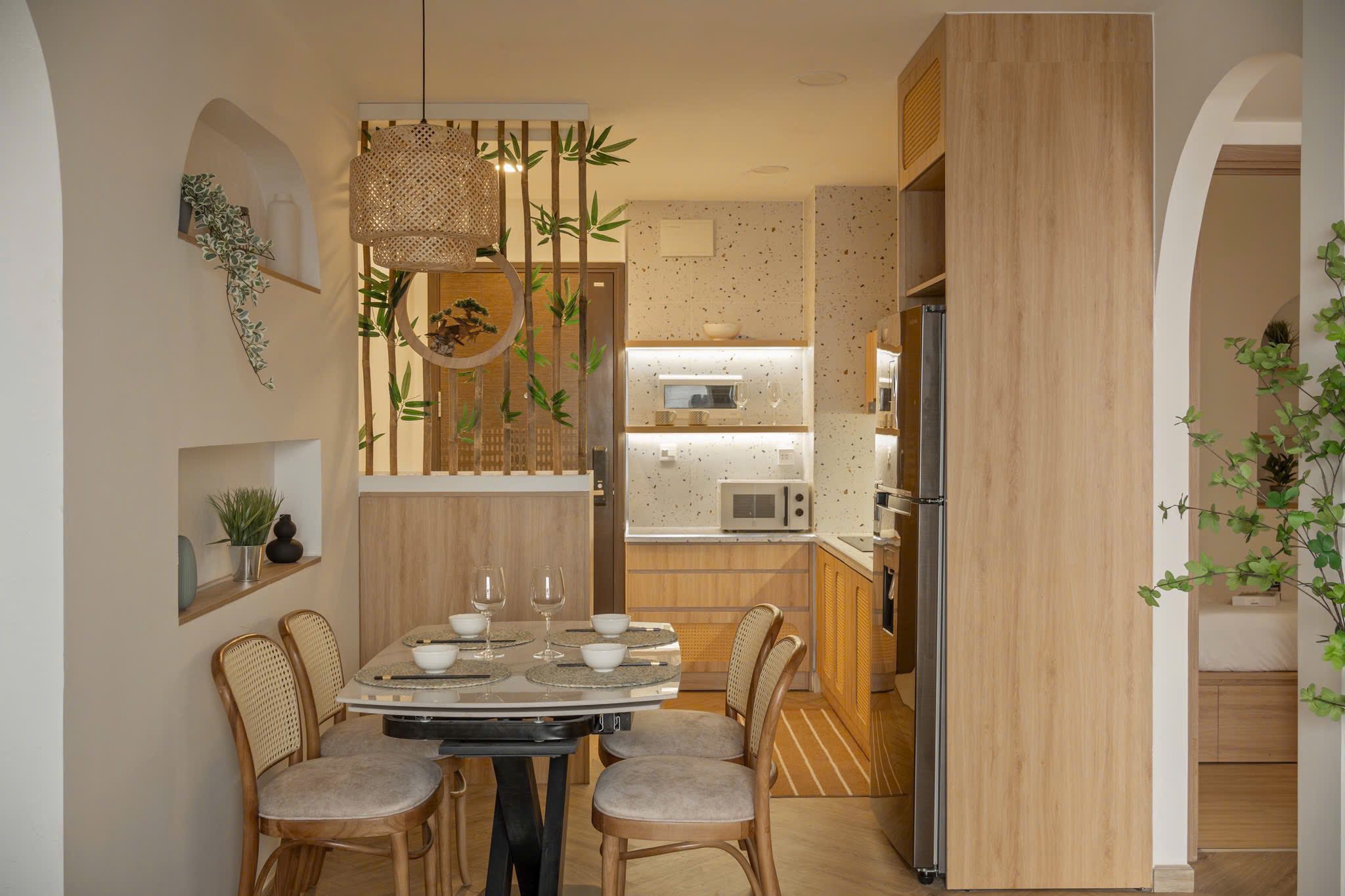 Phòng ngủ căn hộ SOHO 100 Cô Giang Quận 1 đầy đủ nội thất