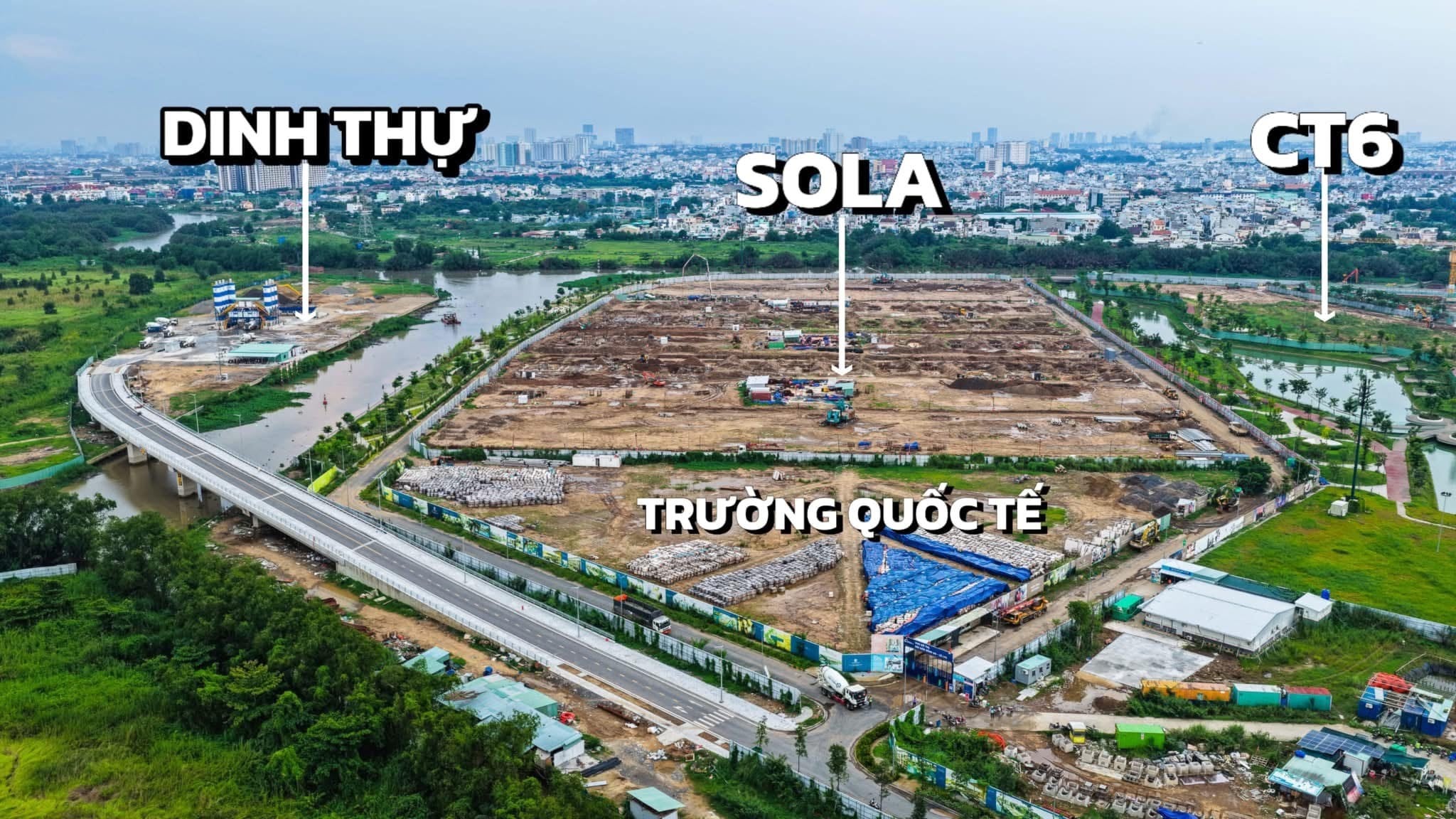 Tiến độ hạ tầng tại khu Dinh thự, phân khu Sola và cụm trường quốc tế nội khu The Global City cập nhật năm 2026.