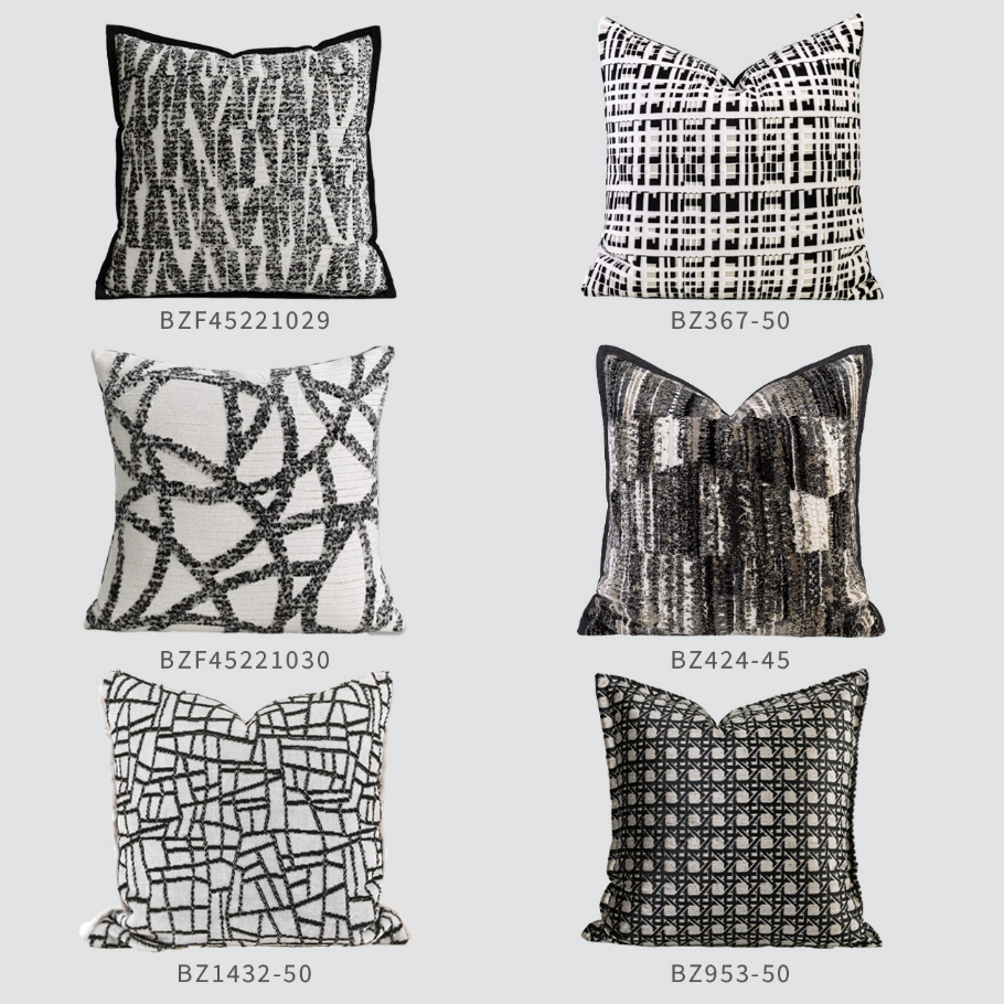 Gối vuông hình học hoạ tiết trắng đen