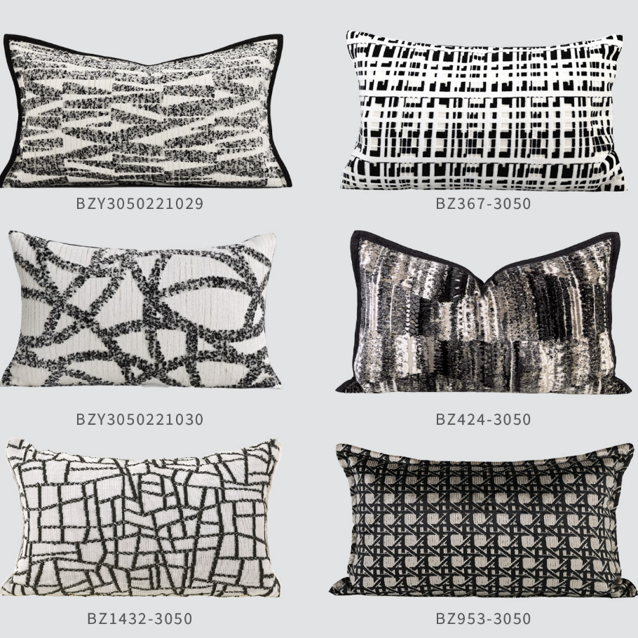 Gối vuông hình học hoạ tiết trắng đen