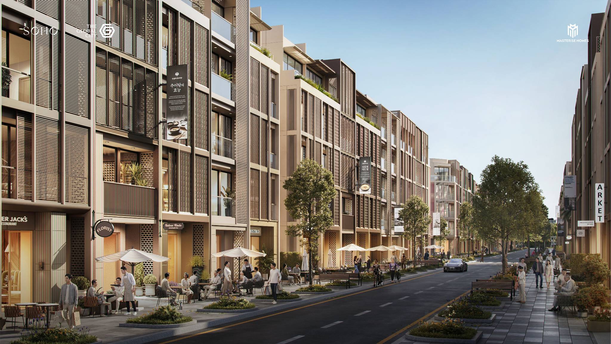 Trải nghiệm nhịp sống giao thương sầm uất tại mặt tiền đường shophouse SOHO Masterise Homes
