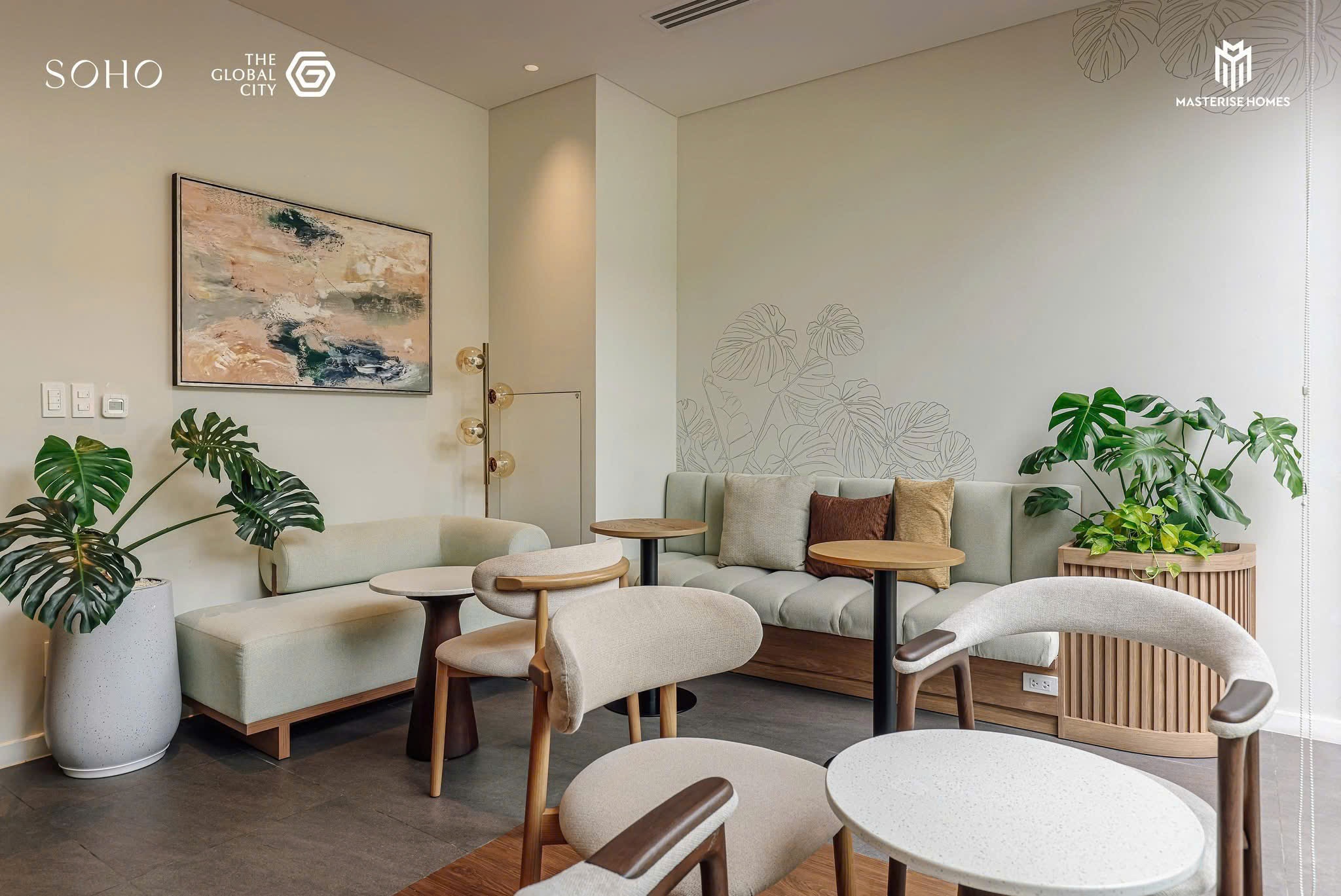 Khu vực tiếp khách phù hợp cho boutique, spa hoặc văn phòng tư vấn tại SOHO The Classic