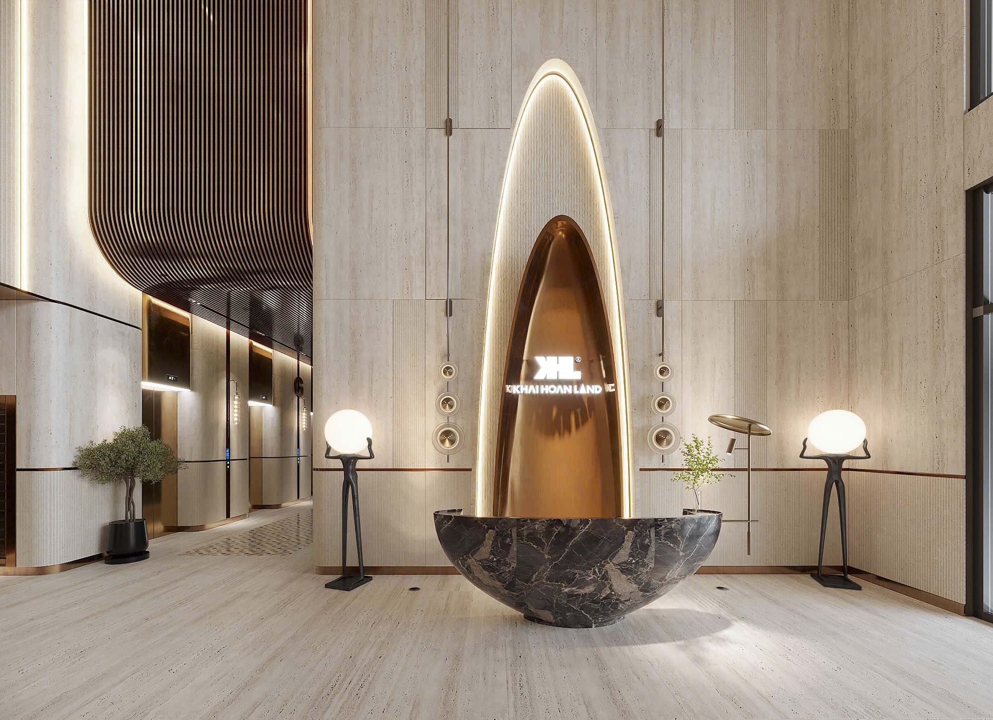 Sảnh đón khách (Lobby) thiết kế sang trọng và đẳng cấp tại Khải Hoàn Imperial