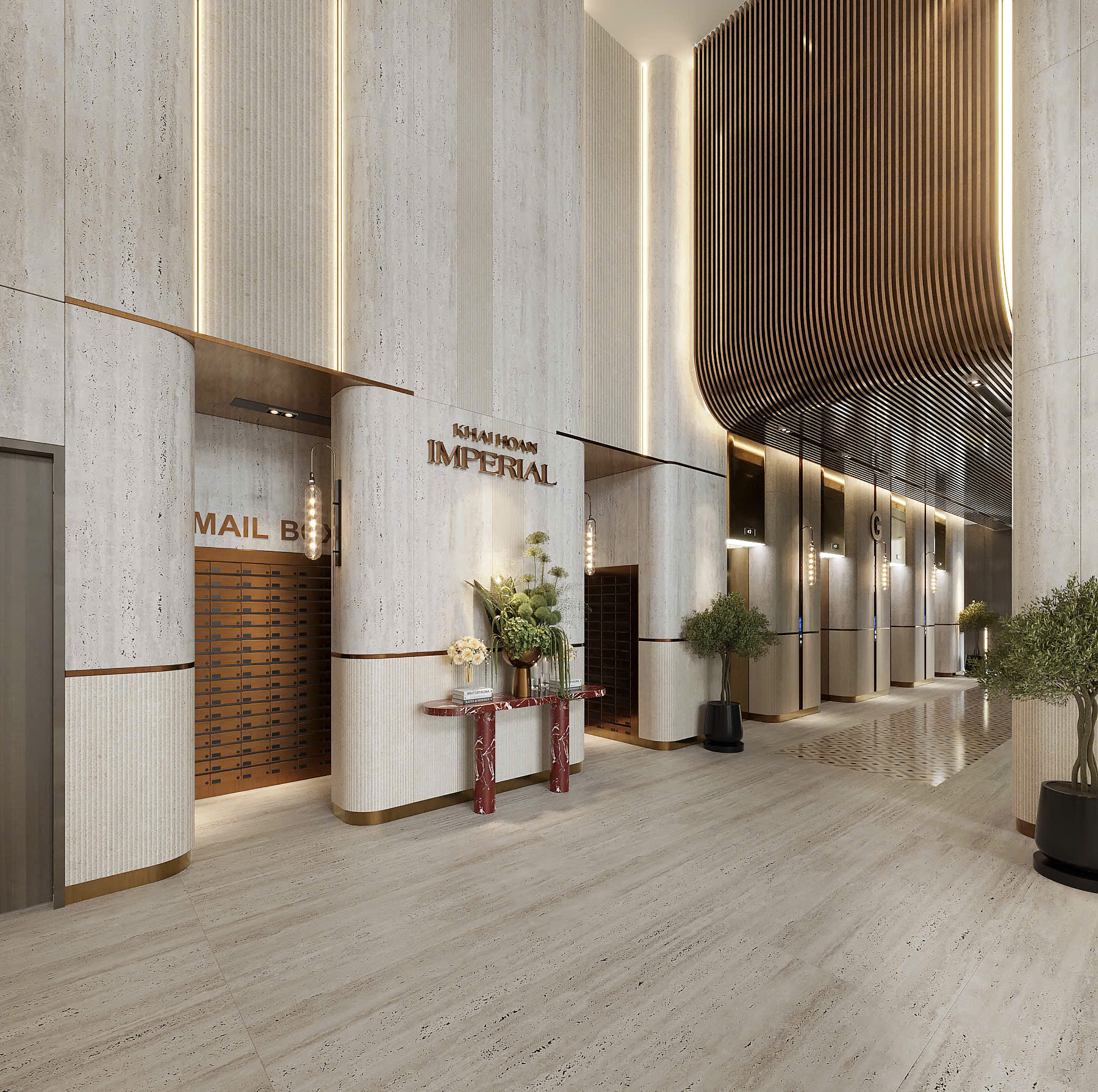 Sảnh đón khách (Lobby) thiết kế sang trọng và đẳng cấp tại Khải Hoàn Imperial