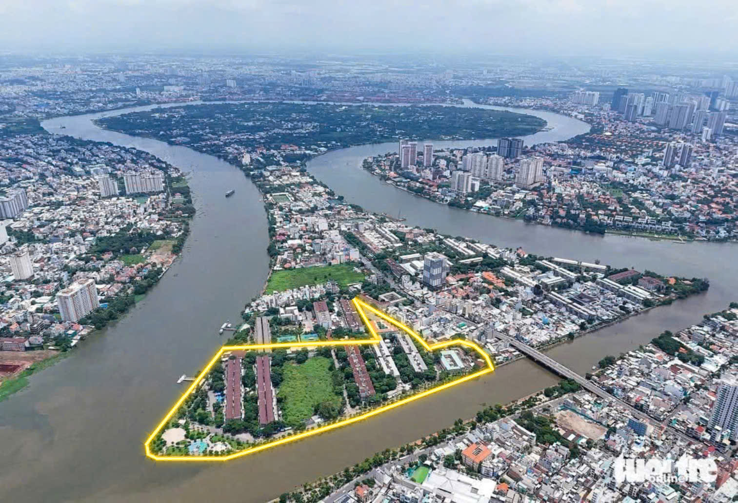 Vị trí độc tôn 3 mặt giáp sông Sài Gòn của dự án căn hộ Masterise Thanh Đa Peninsula nhìn từ trên cao