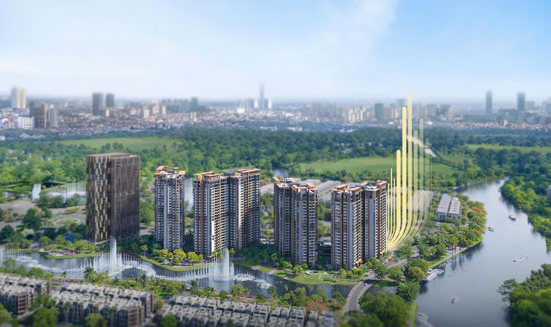 Phối cảnh tổng thể dự án Masteri Park Place trong lòng đại đô thị The Global City