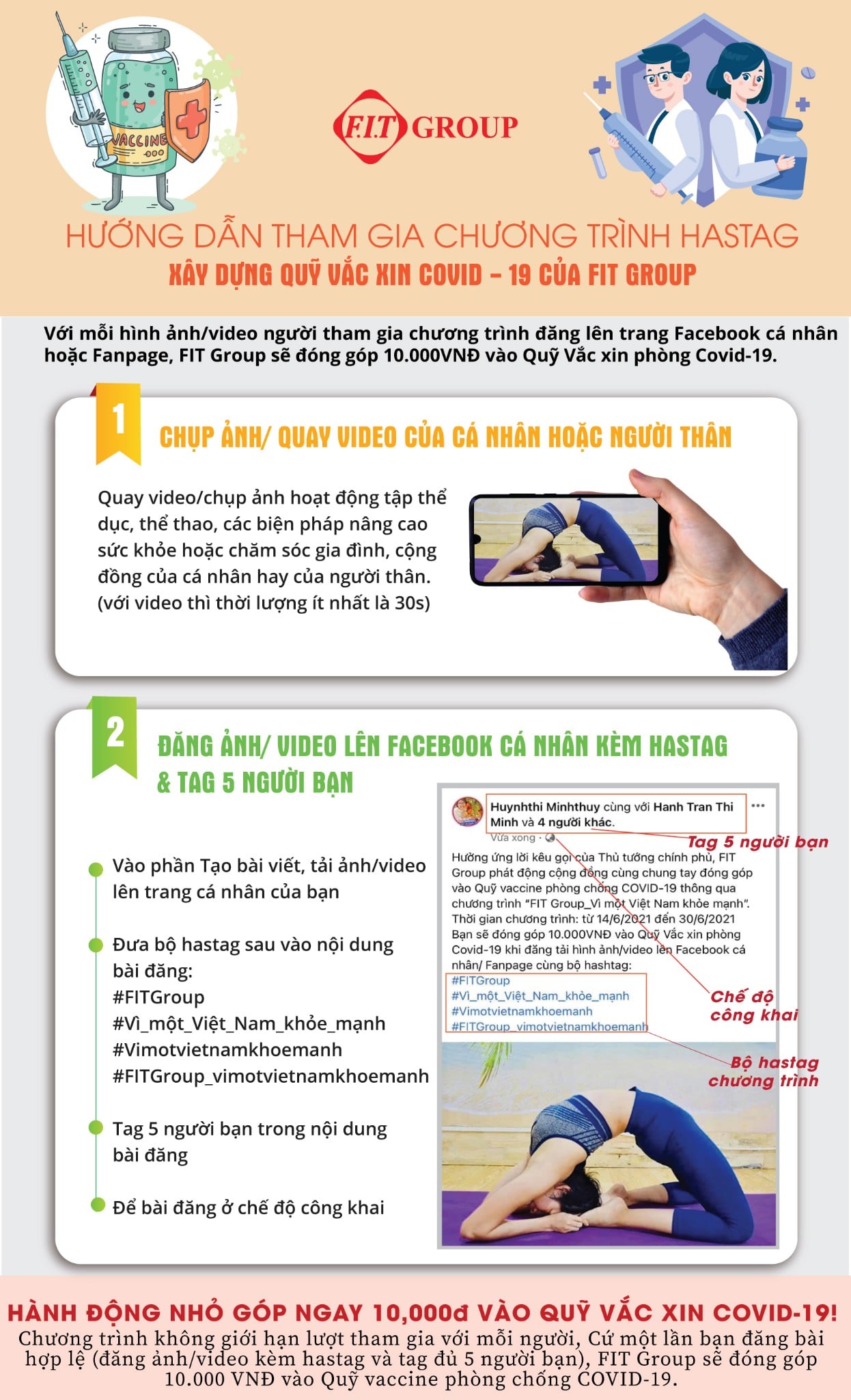 Hướng dẫn tham gia chương trình Hastag đóng góp vào quỹ Vắc xin Covid – 19