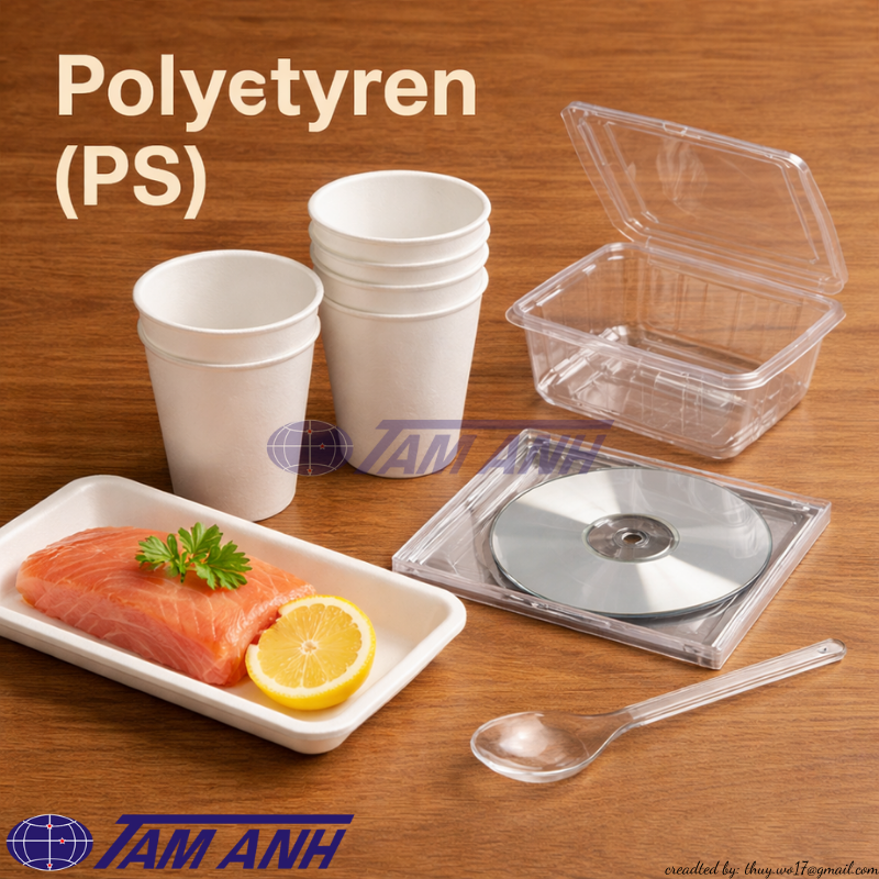 🌐 Polystyren (Polystyrene, PS) – Nhựa Cứng, Trong Suốt & Vật Liệu Xốp